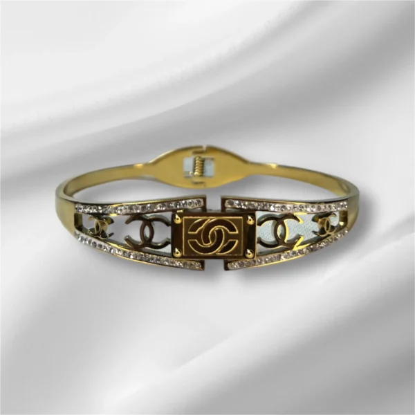 Chanel-Inspired Gold-Plated Bracelet - Elegant Designer Style